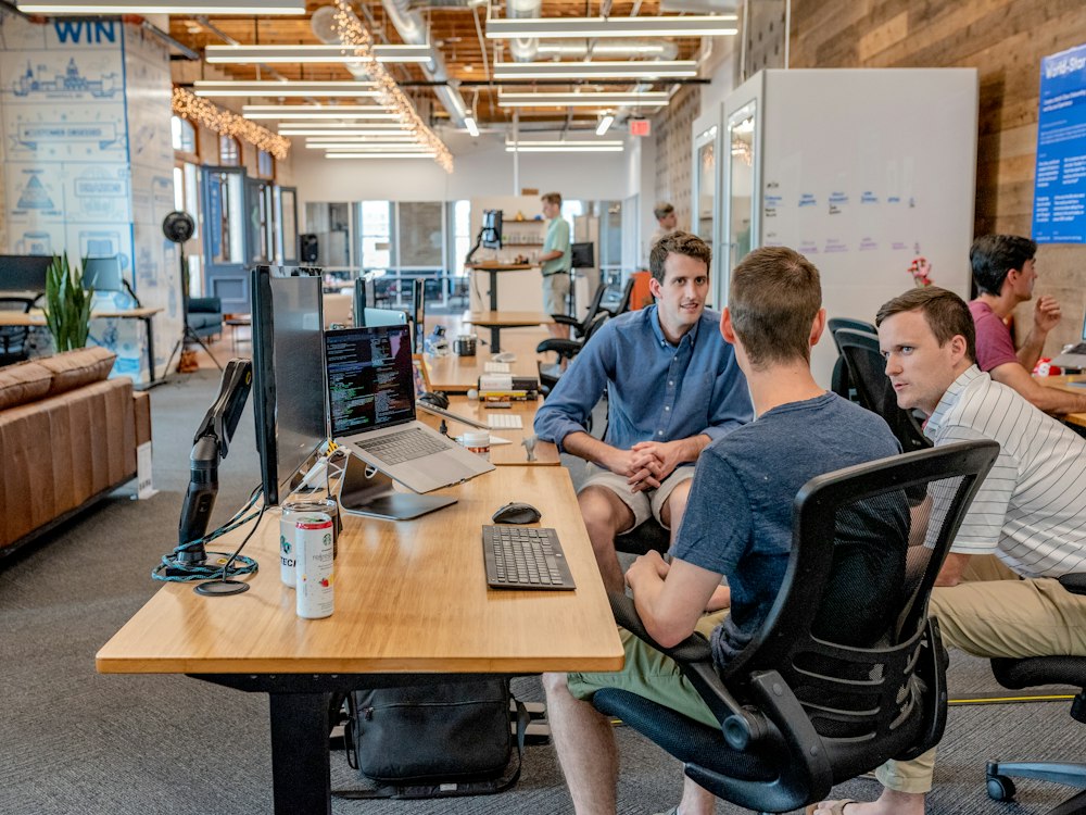 Small business owners working collaboratively in an office