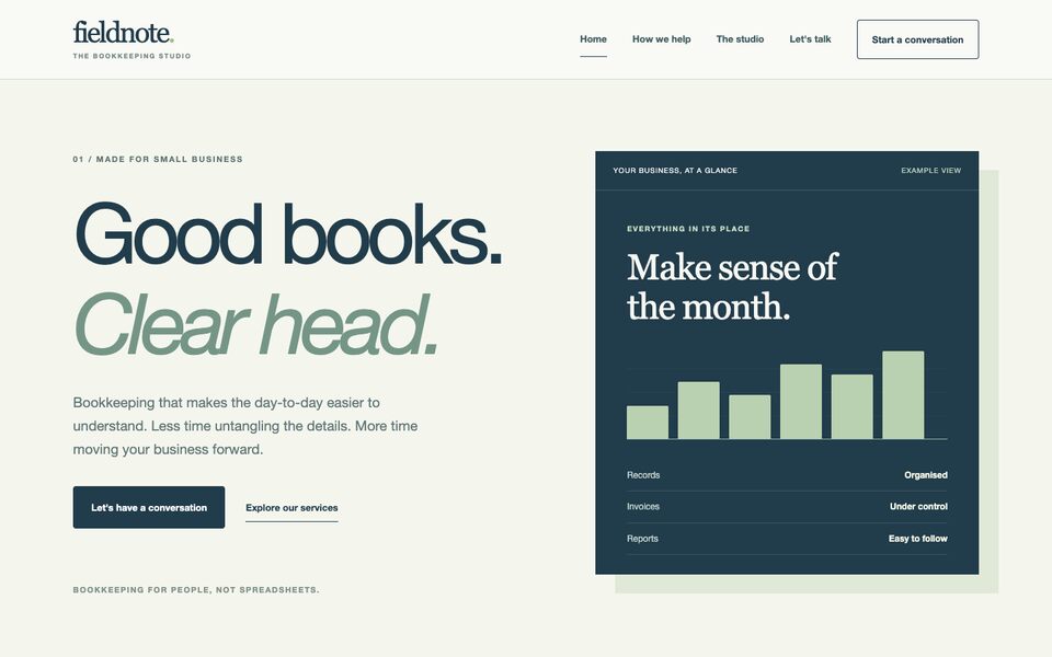 Screenshot of the Fieldnote demo website