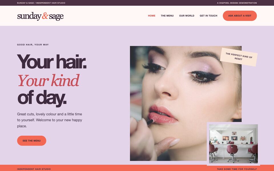 Screenshot of the Sunday & Sage demo website