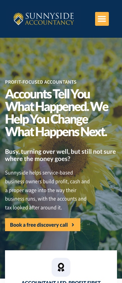Real mobile screenshot of Sunnyside Accountancy